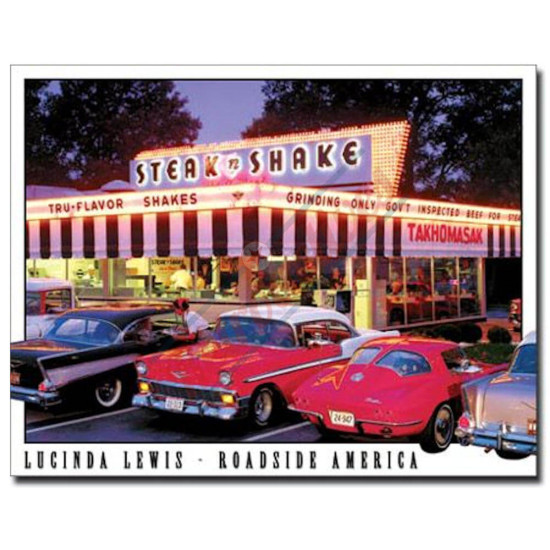 Lucinda Lewis Roadside America Steak N Shake Tin Sign