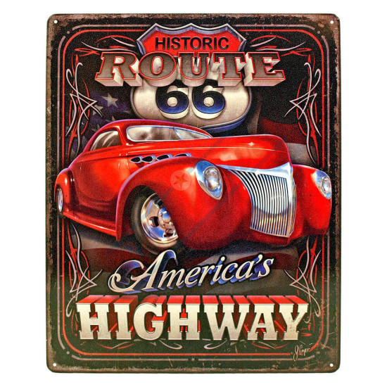 Route 66 'America's Highway' Tin Sign
