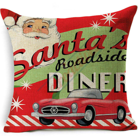 Santa's Roadside Diner - Christmas - Decorative Throw Pillow