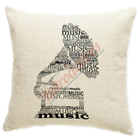 Word Cloud Silhouette - Phonograph - Music - Decorative Throw Pillow