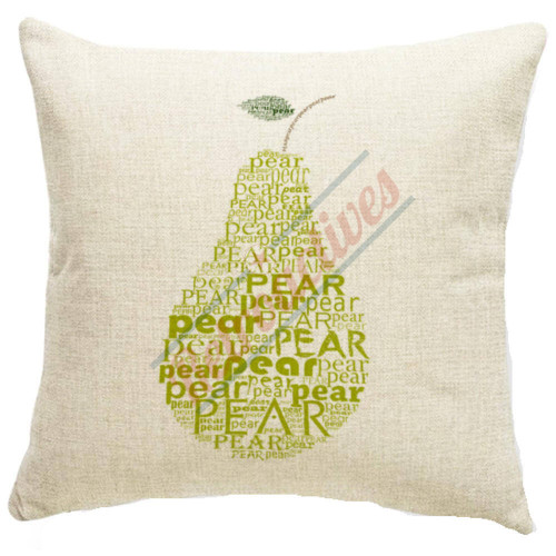 Word Cloud Silhouette - Pear - Decorative Throw Pillow Word Cloud Silhouette - Pear - Decorative Throw Pillow
