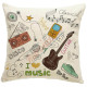 Retro Music Collage Decorative Throw Pillow