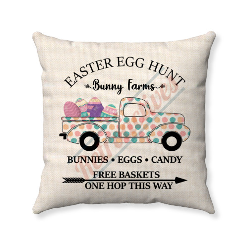 Easter  Farmhouse - Pastel Polka Dotted Truck - Decorative Throw Pillow Easter  Farmhouse - Pastel Polka Dotted Truck - Decorative Throw Pillow