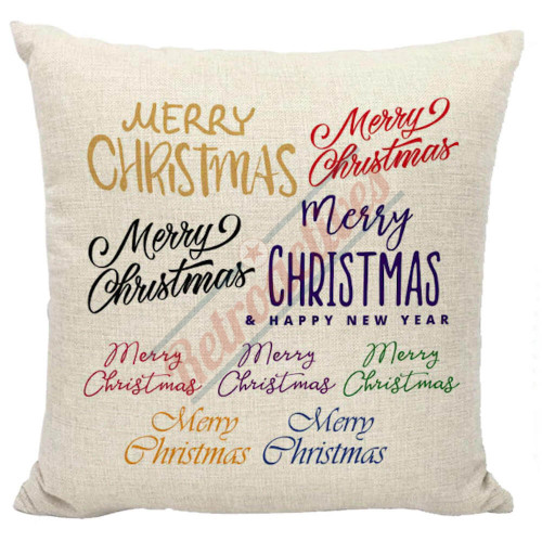 Country Farmhouse - Merry Christmas Typography - Decorative Throw Pillow Country Farmhouse - Merry Christmas Typography - Decorative Throw Pillow