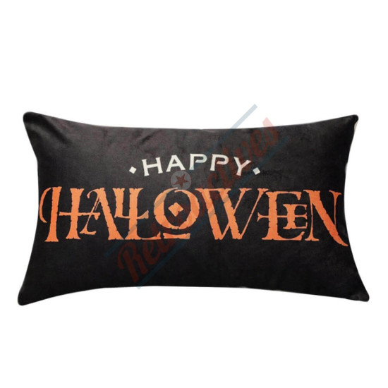 Happy Halloween - Black Rectangular - Decorative Throw Pillow