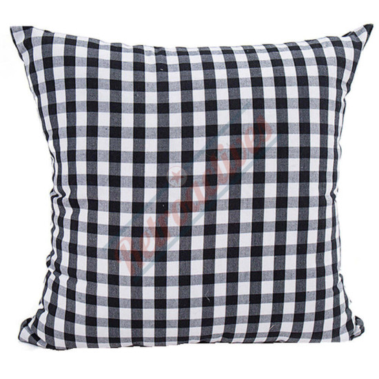 Gingham Plaid - Small Check Black and White - Double Sided - Decorative Throw Pillow