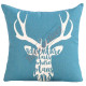 Blue - Reindeer Head - Typography - Decorative Throw Pillow