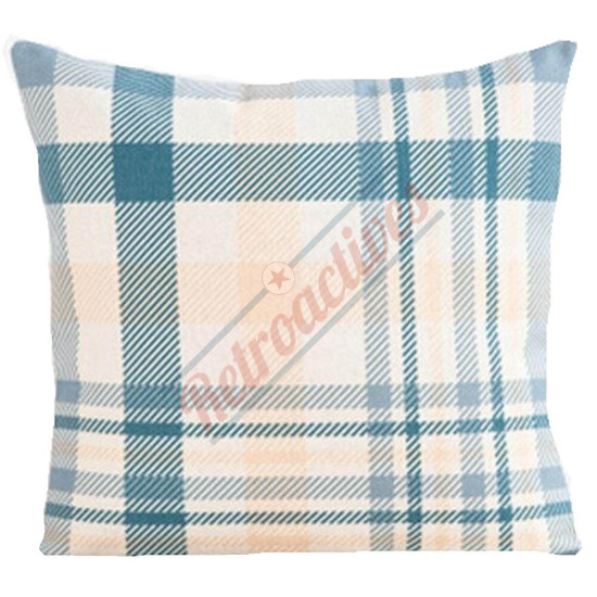 Blue and Cream Madras Plaid Decorative Throw Pillow