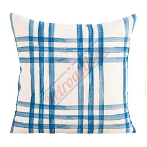 Blue Watercolor Effect - Striped Plaid - Decorative Throw Pillow Blue Watercolor Effect - Striped Plaid - Decorative Throw Pillow
