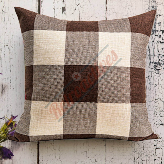 Buffalo Check Gingham Plaid - Chocolate and Ivory - Double-Sided - Decorative Throw Pillow