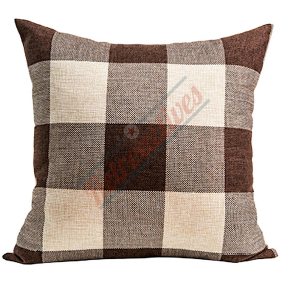 Buffalo Check Gingham Plaid - Chocolate and Ivory - Double-Sided - Decorative Throw Pillow