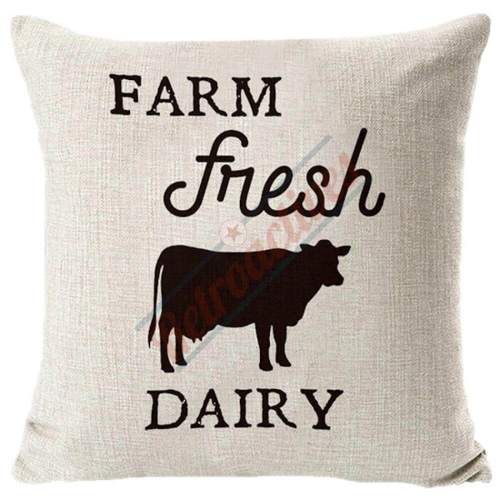 Farm Fresh Dairy - Farmhouse Style - Decorative Throw Pillow