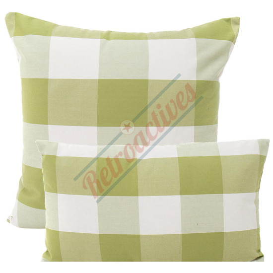 Buffalo Check Gingham Plaid - Pear Green and White - Double Sided - Decorative Throw Pillow