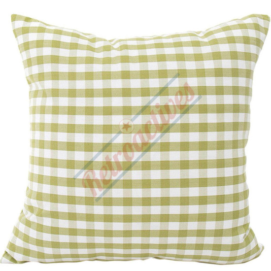 Gingham Plaid - Small Check Pear Green and White - Double Sided - Decorative Throw Pillow