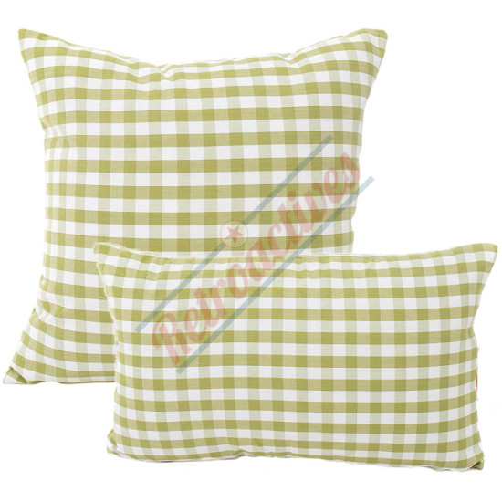 Gingham Plaid - Small Check Pear Green and White - Double Sided - Lumbar - Decorative Throw Pillow