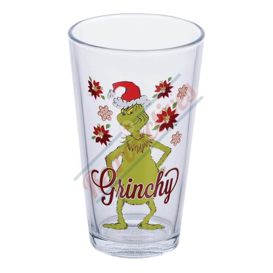 Dr. Suess Grinchmas Collectible Glasses Set - Grinchy, Naughty, Nice, I'm Back - Set of 4 Glasses - 16 Ounce 