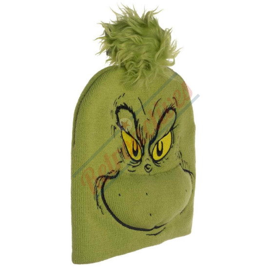 Dr. Seuss - Grinch Big Face - Embroidered Knit - Beanie Design Winter Cap