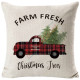 Farm Fresh Christmas Trees - Vintage Red And Black Tartan Plaid Truck - Decorative Throw Pillow