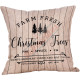 Farm Fresh Christmas Trees - Shiplap Wood Plank Accents - Decorative Throw Pillow