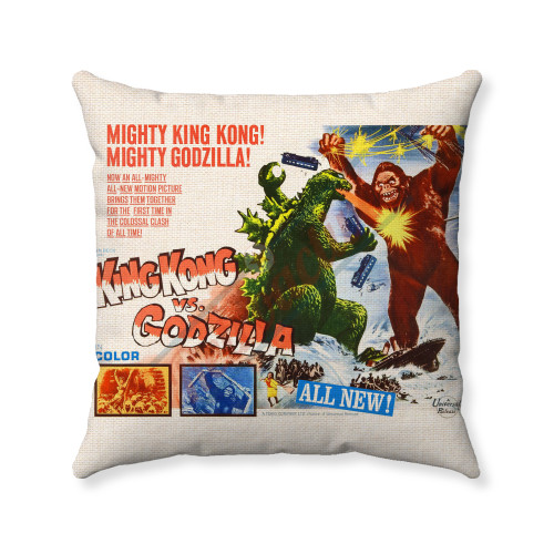 1962 King-Kong vs. Godzilla - Movie Poster Decorative Throw Pillow Cover 1962 King-Kong vs. Godzilla - Movie Poster Decorative Throw Pillow Cover