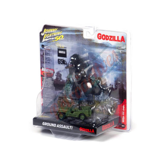 Godzilla Silver Screen Series Façade Diorama - Japan Poilce Reserve Corps. Willys MB Jeep - Johnny Lightning - Round 2