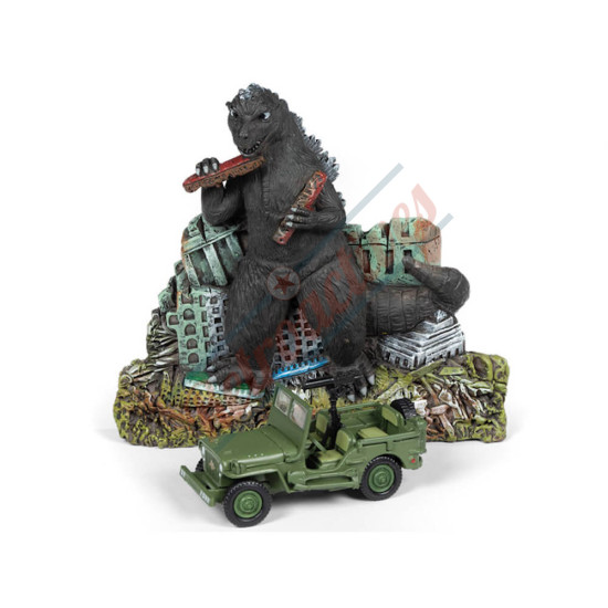 Godzilla Silver Screen Series Façade Diorama - Japan Poilce Reserve Corps. Willys MB Jeep - Johnny Lightning - Round 2