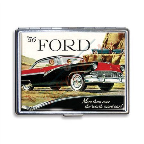 Ford 1956 Fairlane Victoria Vintage Ad Steel Wallet or Cigarette Case