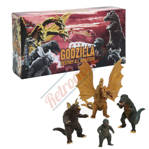 Godzilla 5 Points XL Godzilla: Destroy All Monsters (1968): ROUND 2 Boxed Set - King Ghidorah - Minilla - Gorosaurus - Baragon  Godzilla 5 Points XL Godzilla: Destroy All Monsters (1968): ROUND 2 Boxed Set - King Ghidorah - Minilla - Gorosaurus - Baragon