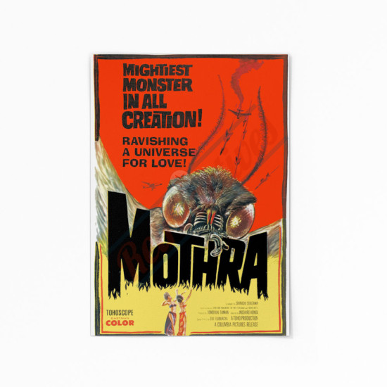 1961 Mothra - Godzilla Movie Monster - Canvas Movie Poster - 24x36 Inches