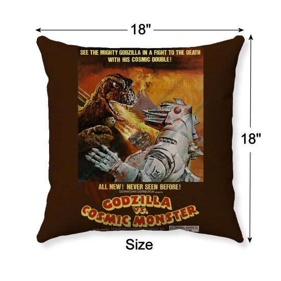 1974 Godzilla V Cosmic Monster - Movie Poster - Handmade Decorative Throw Pillow