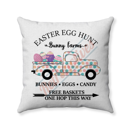 Easter Farmhouse - Pastel Polka Dotted Truck - White Fabric - Decorative Throw Pillow Easter Farmhouse - Pastel Polka Dotted Truck - White Fabric - Decorative Throw Pillow