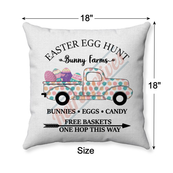 Easter  Farmhouse - Pastel Polka Dotted Truck - White Fabric - Decorative Throw Pillow