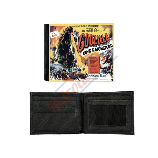 Godzilla Movie Poster Wallet - 1956 Godzilla King of the Monsters - Canvas Bi-fold Wallet