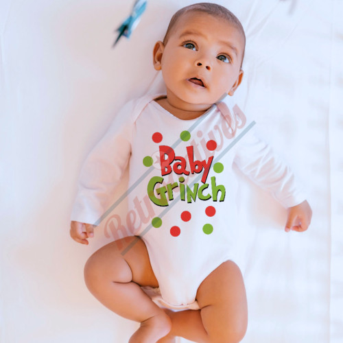 Baby Grinch Infant and Toddler Bodysuit - Cotton Bodysuit - Long Sleeve - Many Sizes
