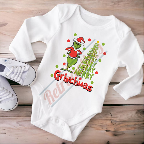 Merry Grinchmas Infant and Toddler Bodysuit - Cotton Bodysuit - Long Sleeve - Many Sizes
