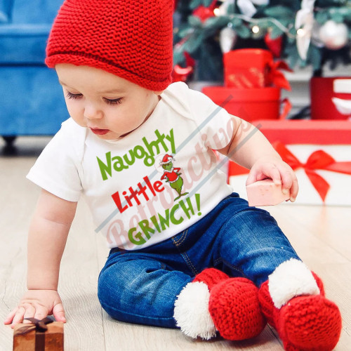 Naughty Little Grinch Infant and Toddler Bodysuit - Cotton Bodysuit - Short Sleeve - Many Sizes