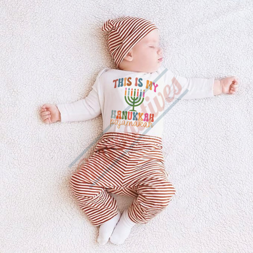 This Is My Hanukkah Pajamakah - Humorous Hanukkah Infant and Toddler Bodysuit - Cotton Onesie - Long Sleeve - Many Sizes This Is My Hanukkah Pajamakah - Humorous Hanukkah Infant and Toddler Bodysuit - Cotton Onesie - Long Sleeve - Many Sizes