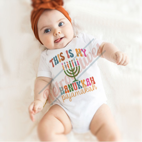 This Is My Hanukkah Pajamakah - Humorous Hanukkah Infant and Toddler Bodysuit - Cotton Onesie - Short Sleeve - Many Sizes This Is My Hanukkah Pajamakah - Humorous Hanukkah Infant and Toddler Bodysuit - Cotton Onesie - Short Sleeve - Many Sizes