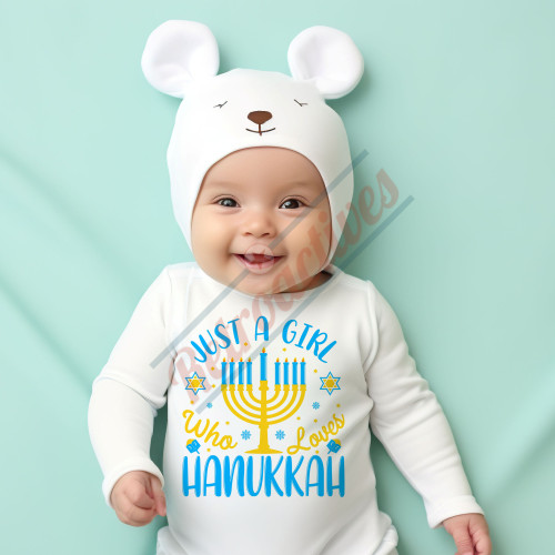 Just A Girl Who Loves Hanukkah - Humorous Hanukkah Infant and Toddler Bodysuit - Cotton Onesie - Long Sleeve - Many Sizes Just A Girl Who Loves Hanukkah - Humorous Hanukkah Infant and Toddler Bodysuit - Cotton Onesie - Long Sleeve - Many Sizes