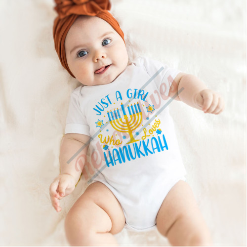 Just A Girl Who Loves Hanukkah - Humorous Hanukkah Infant and Toddler Bodysuit - Cotton Onesie - Short Sleeve - Many Sizes Just A Girl Who Loves Hanukkah - Humorous Hanukkah Infant and Toddler Bodysuit - Cotton Onesie - Short Sleeve - Many Sizes