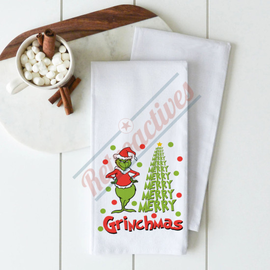 Dr. Suess - Merry Grinchmas Dotted Heavy Weight Cotton Flour Sack Kitchen Towel