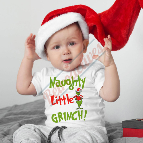 Naughty Little Grinch Toddler T-Shirt - Heavy Weight Cotton Tee  - Short Sleeve 