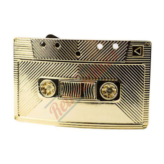 Gold Color Cassette Tape Belt Buckle by Hot Buckles