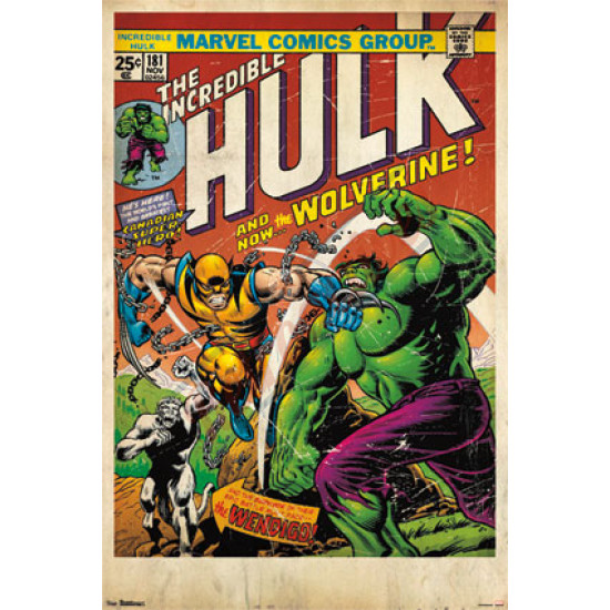 The Incredible Hulk and Wolverine Comic Book Cover Poster