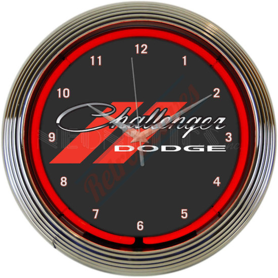 Dodge Challenger Red Neon Clock
