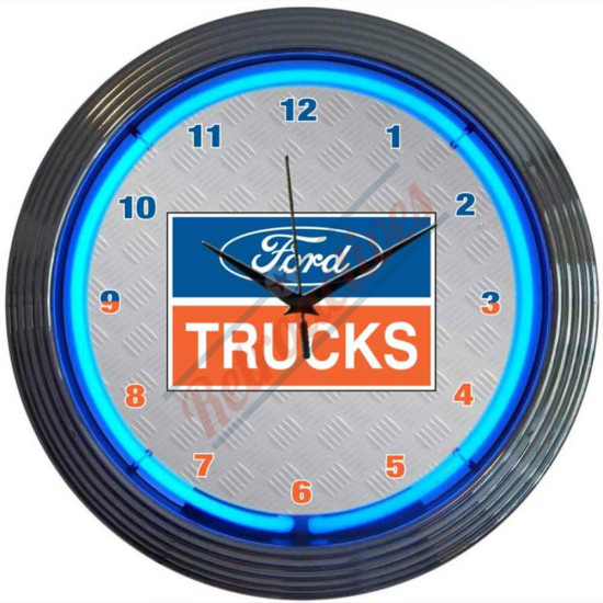 Ford Trucks Blue  Neon Clock