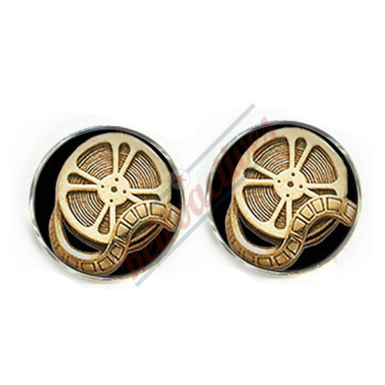 Golden Movie Reel Cuff Links