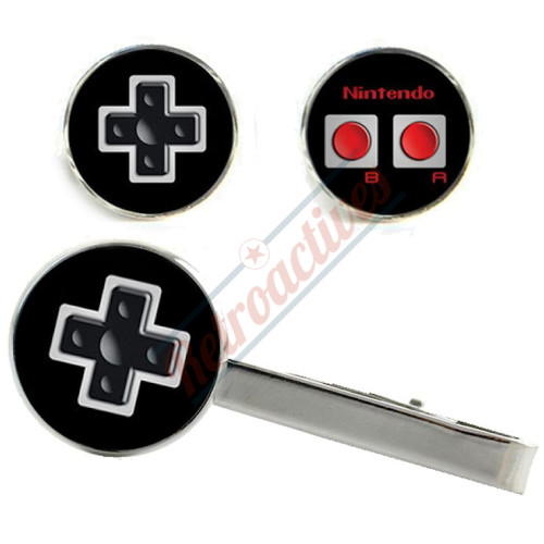 Video Game Controller Tie Clip and Cuff Links Set-Nintendo Video Game Controller Tie Clip and Cuff Links Set-Nintendo