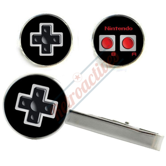 Video Game Controller Tie Clip and Cuff Links Set-Nintendo