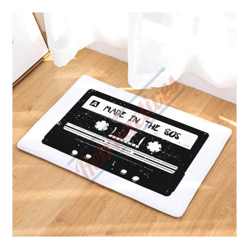 Made In The 80's  Black Cassette Tape Retro Rug Bath Mat Made In The 80's  Black Cassette Tape Retro Rug Bath Mat